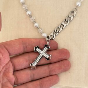 y2k style heavy metal punk grunge pearl necklace